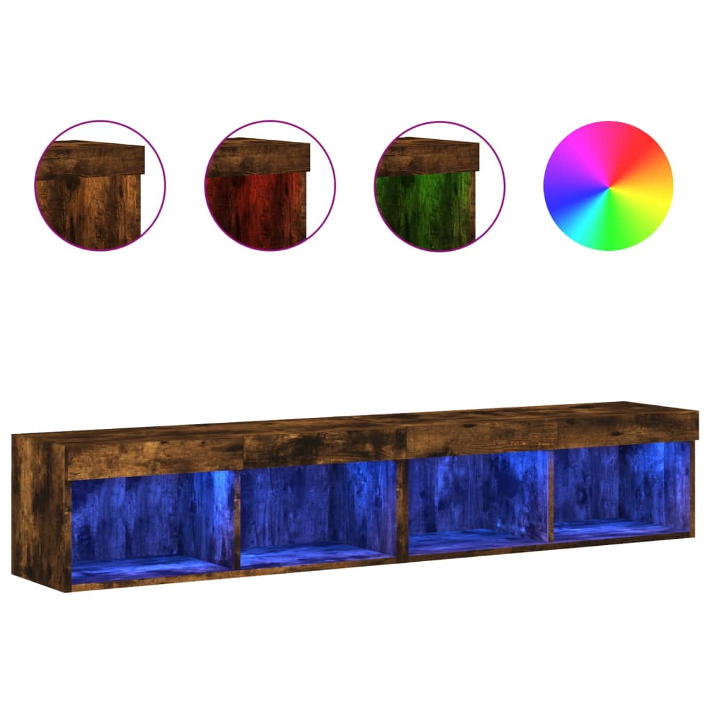 TV ormarići s LED svjetlima 2 kom boja hrasta 80x30x30 cm