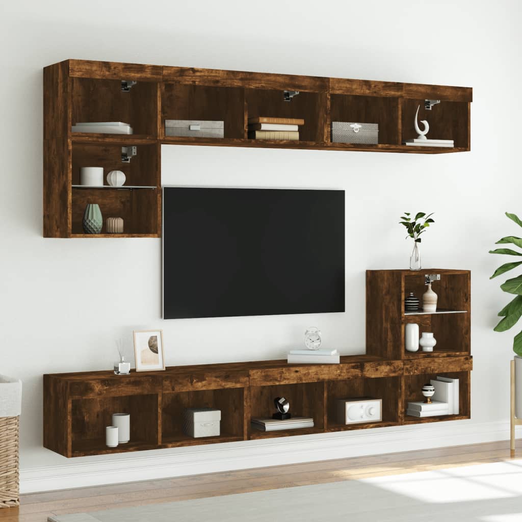 TV ormarići s LED svjetlima 2 kom boja hrasta 80x30x30 cm