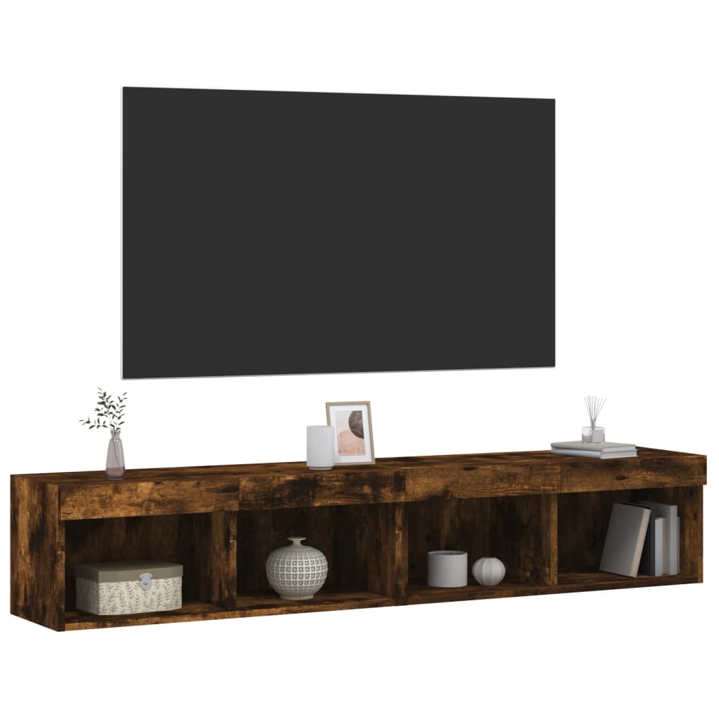 TV ormarići s LED svjetlima 2 kom boja hrasta 80x30x30 cm