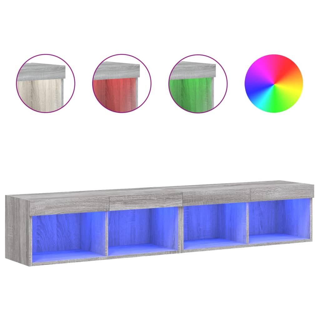 TV ormarići s LED svjetlima 2 kom boja hrasta 80x30x30 cm