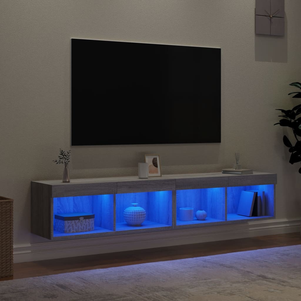 TV ormarići s LED svjetlima 2 kom boja hrasta 80x30x30 cm