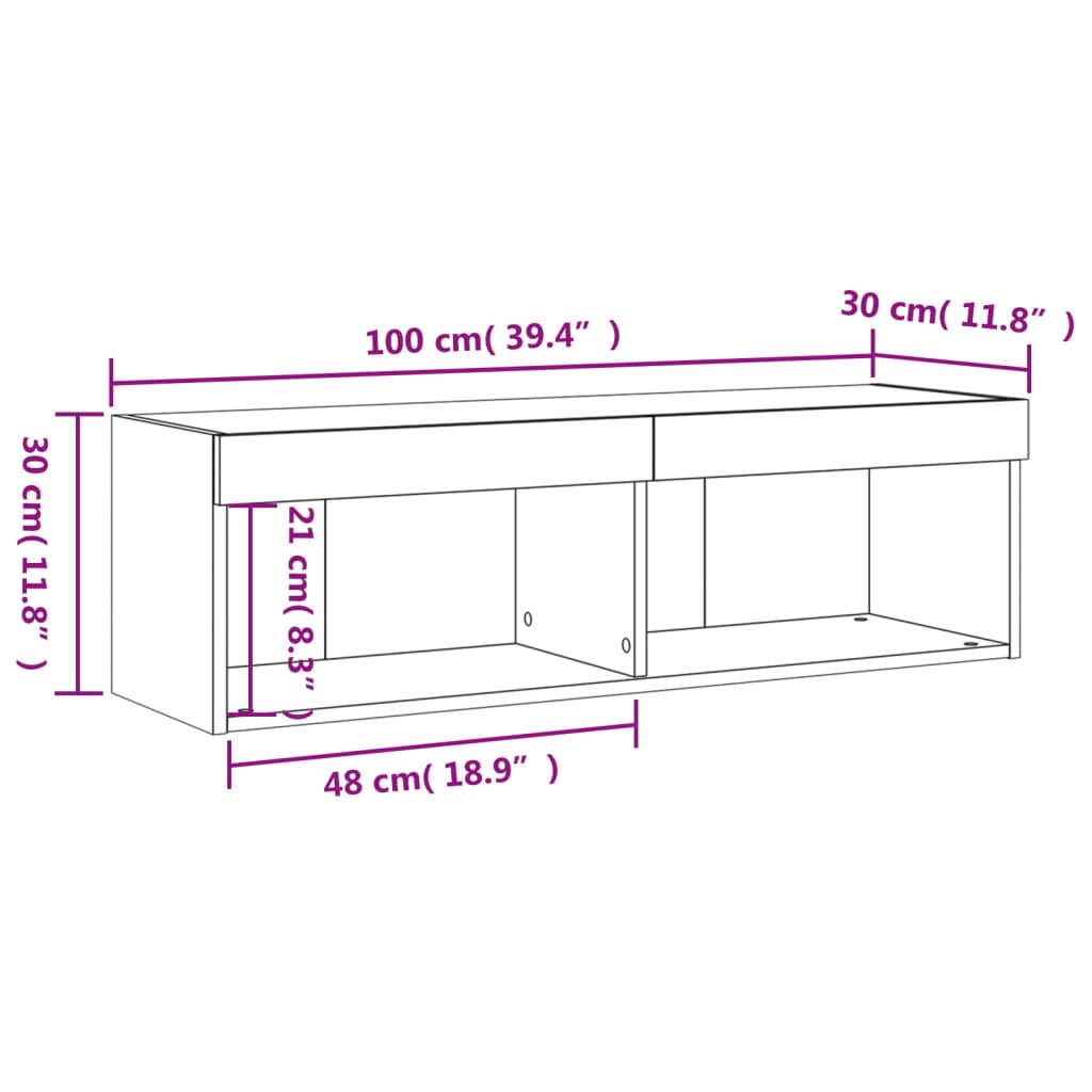 TV ormarić s LED svjetlima bijeli 80x30x30 cm