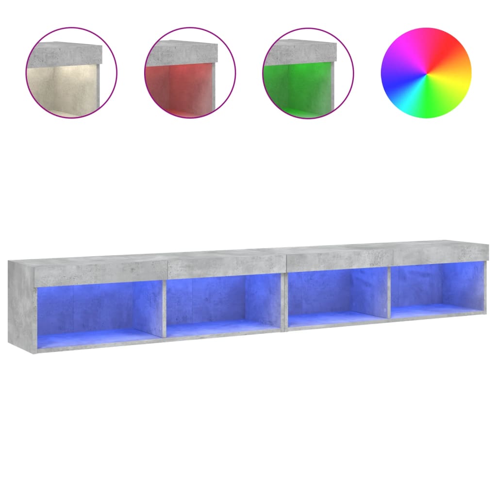 TV ormarići s LED svjetlima 2 kom boja betona 100x30x30 cm