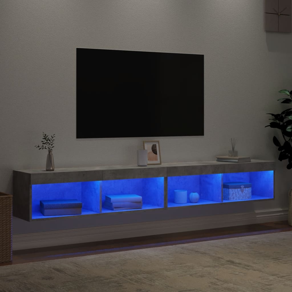 TV ormarići s LED svjetlima 2 kom boja betona 100x30x30 cm