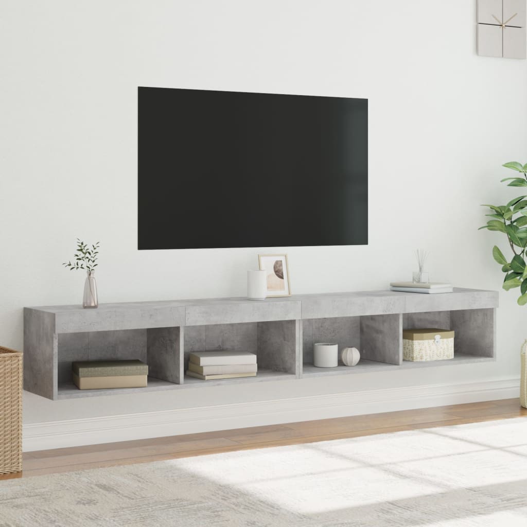 TV ormarići s LED svjetlima 2 kom boja betona 100x30x30 cm