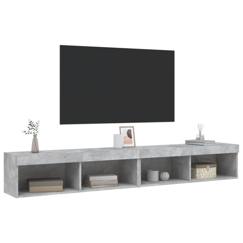 TV ormarići s LED svjetlima 2 kom boja betona 100x30x30 cm