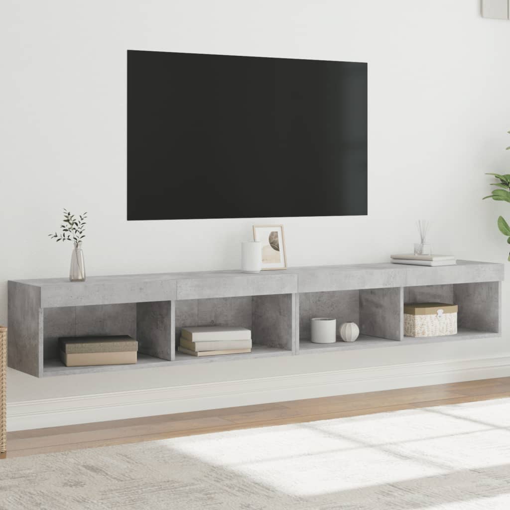 TV ormarići s LED svjetlima 2 kom boja betona 100x30x30 cm