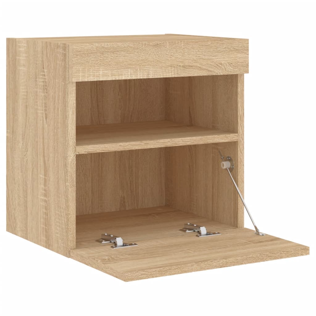 Zidni TV ormarić s LED svjetlima boja hrasta 40x30x40 cm
