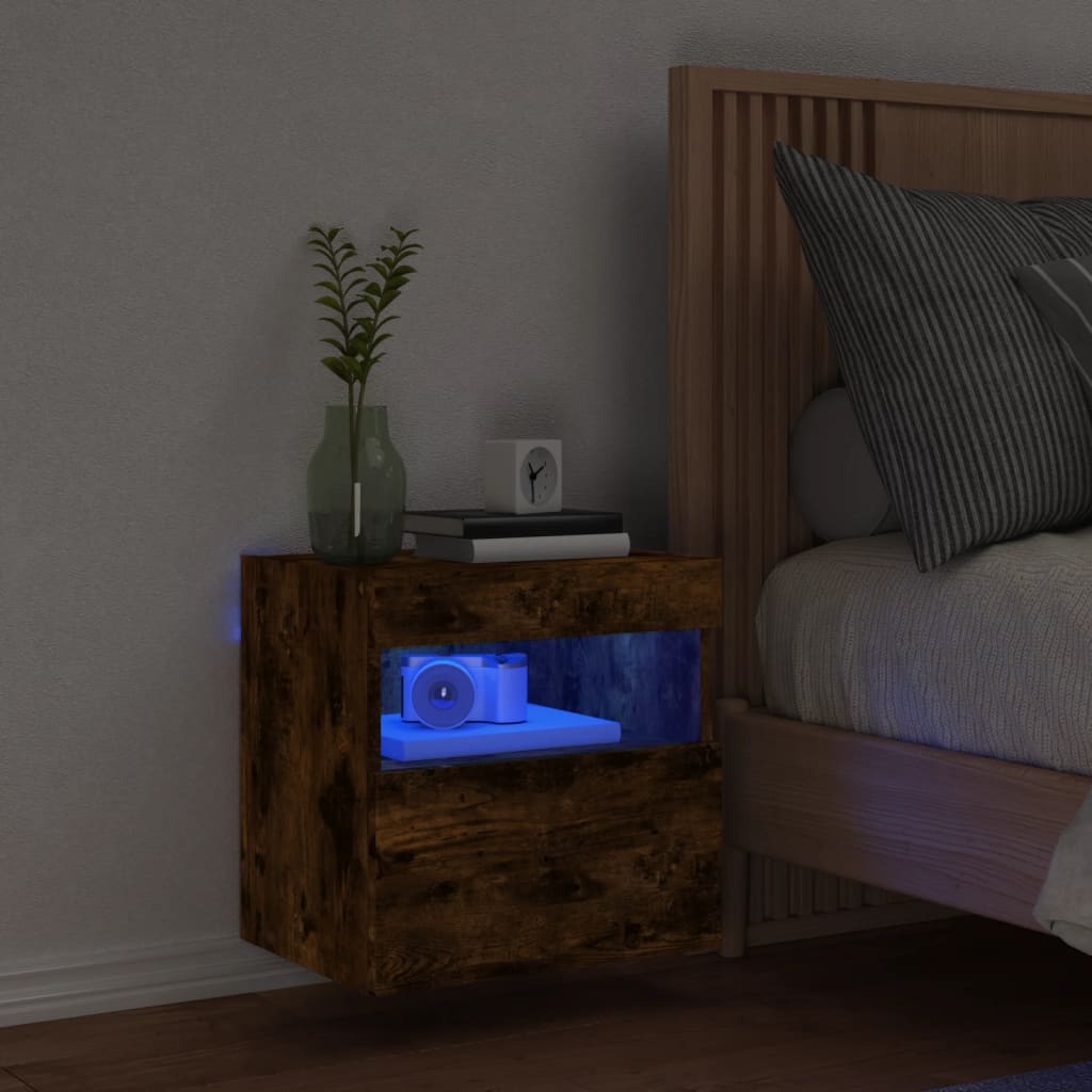 Zidni TV ormarić s LED svjetlima boja hrasta 40x30x40 cm