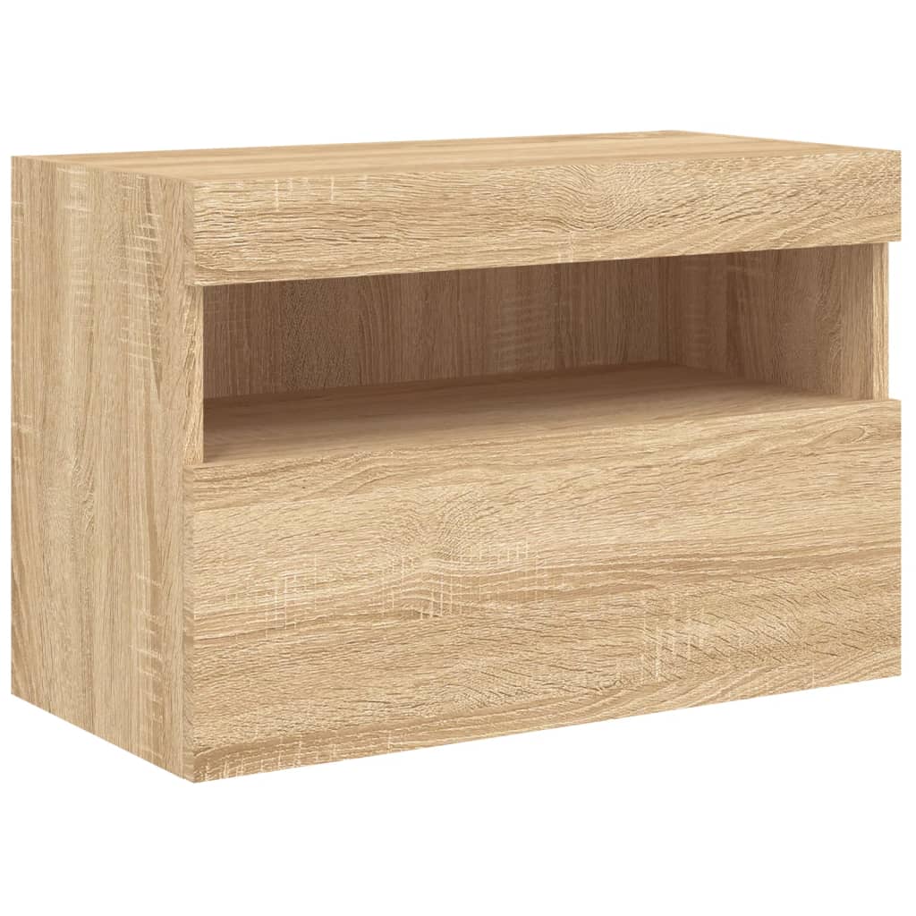 Zidni TV ormarić s LED svjetlima boja hrasta 60x30x40 cm