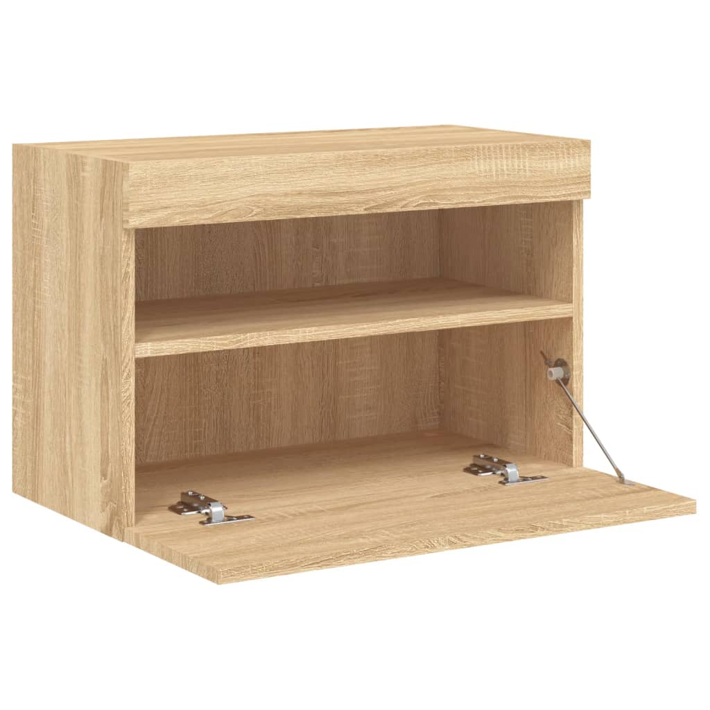 Zidni TV ormarić s LED svjetlima boja hrasta 60x30x40 cm