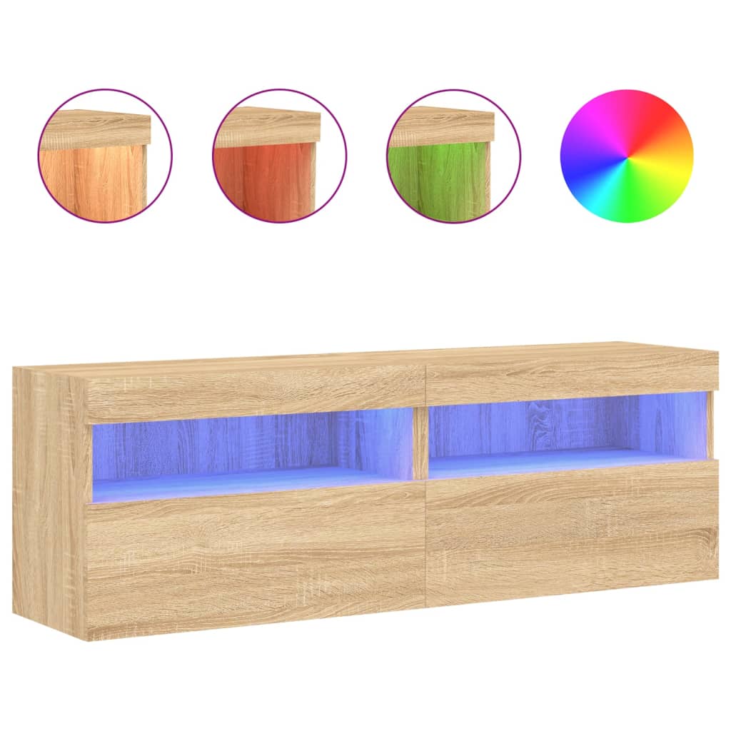 Zidni TV ormarići LED 2 kom boja hrasta sonome 60x30x40 cm