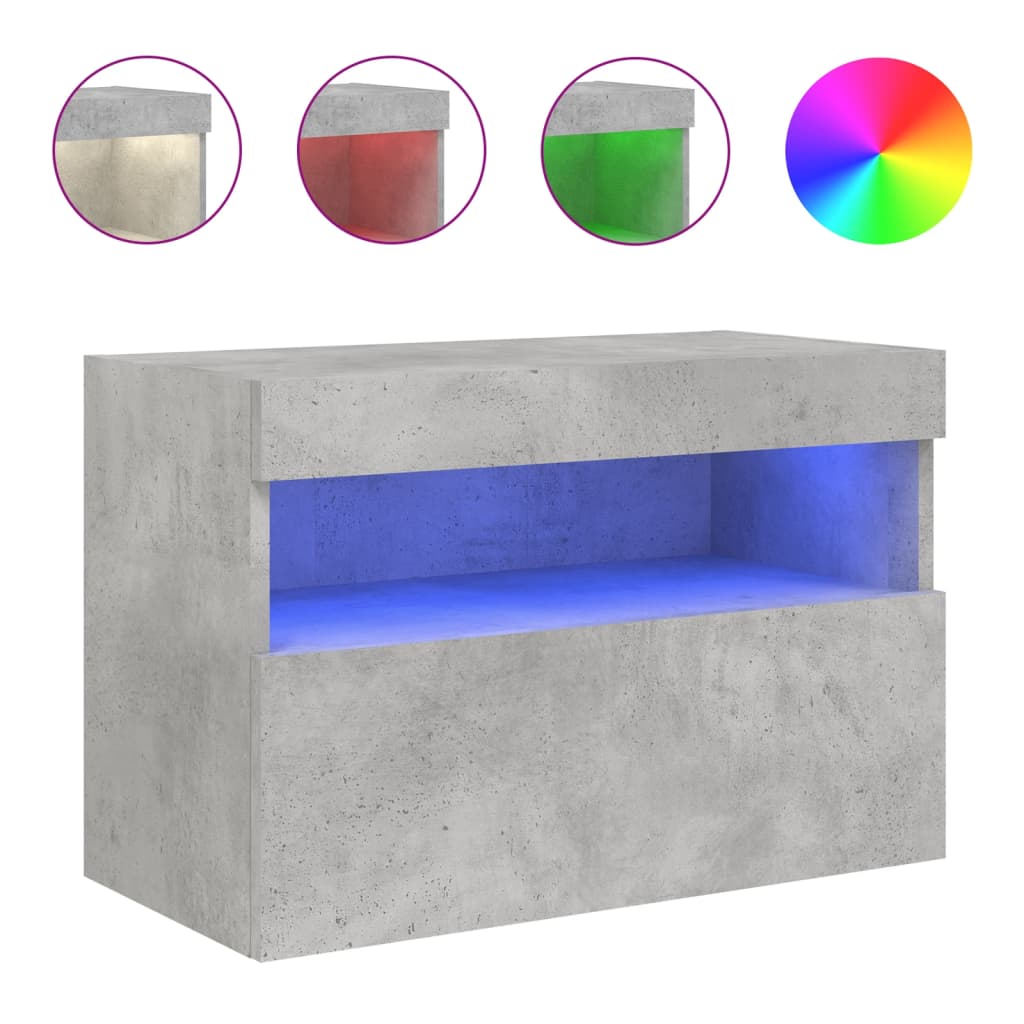 TV ormarić s LED svjetlima siva boja betona 60x30x40 cm