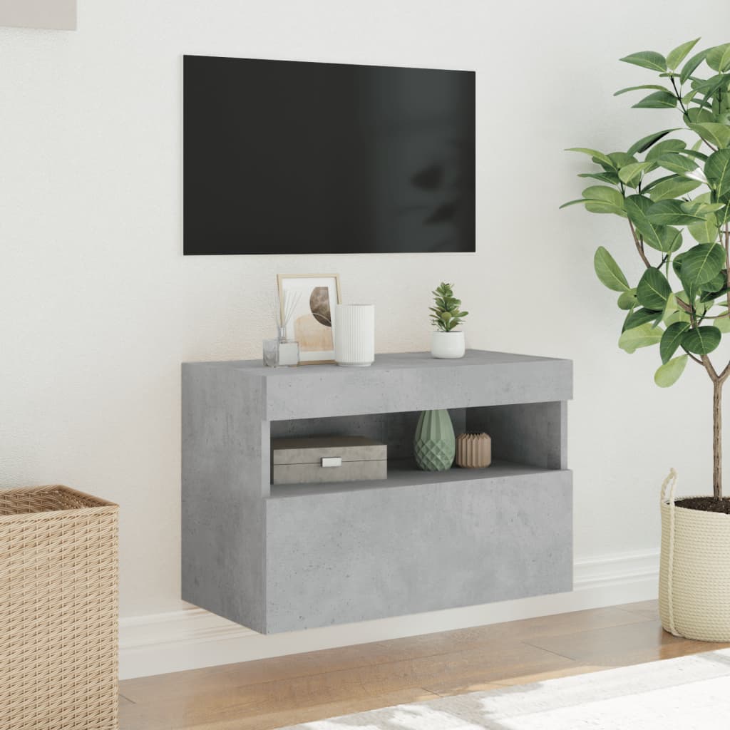 TV ormarić s LED svjetlima siva boja betona 60x30x40 cm