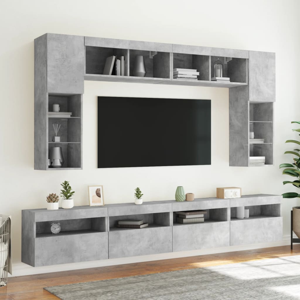 TV ormarić s LED svjetlima siva boja betona 60x30x40 cm