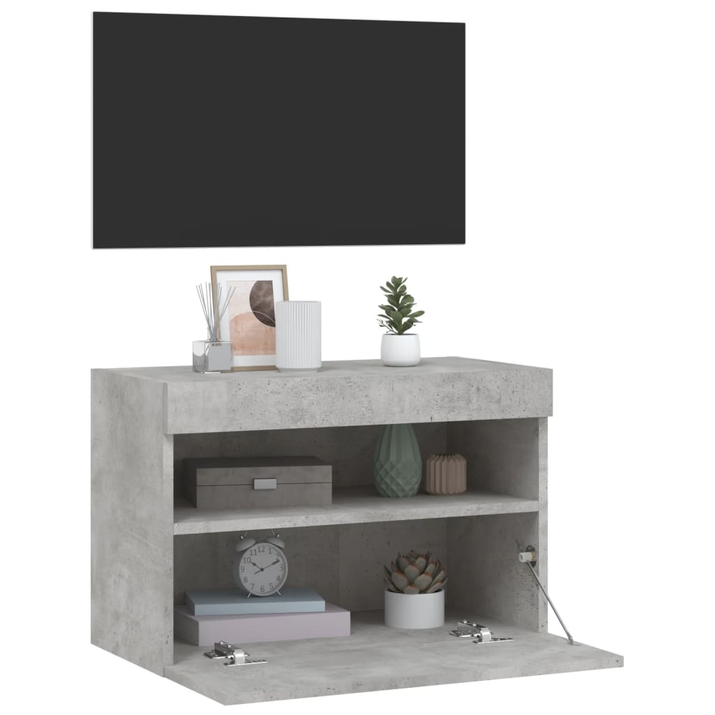 TV ormarić s LED svjetlima siva boja betona 60x30x40 cm
