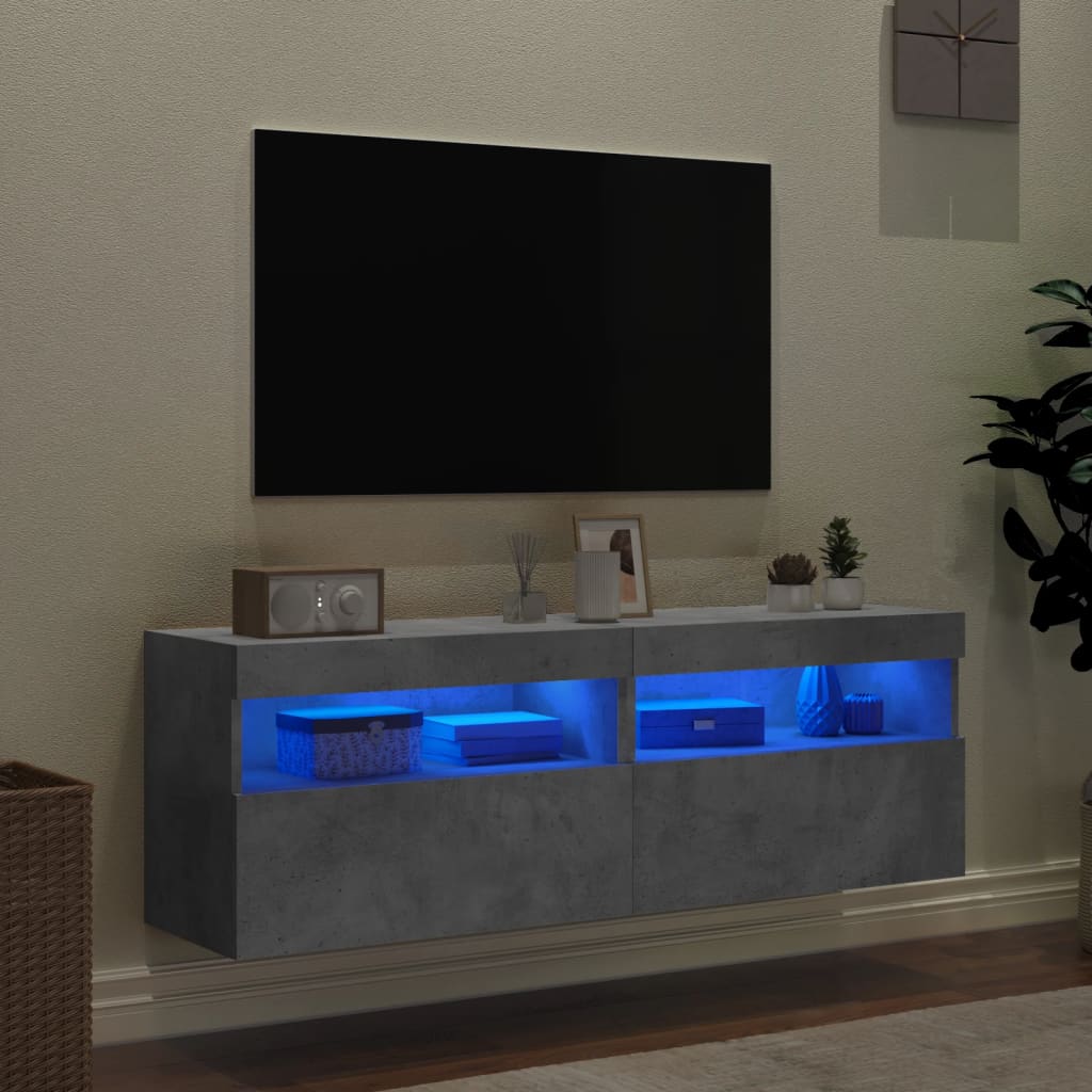 Zidni TV ormarići LED 2 kom boja betona 60x30x40 cm