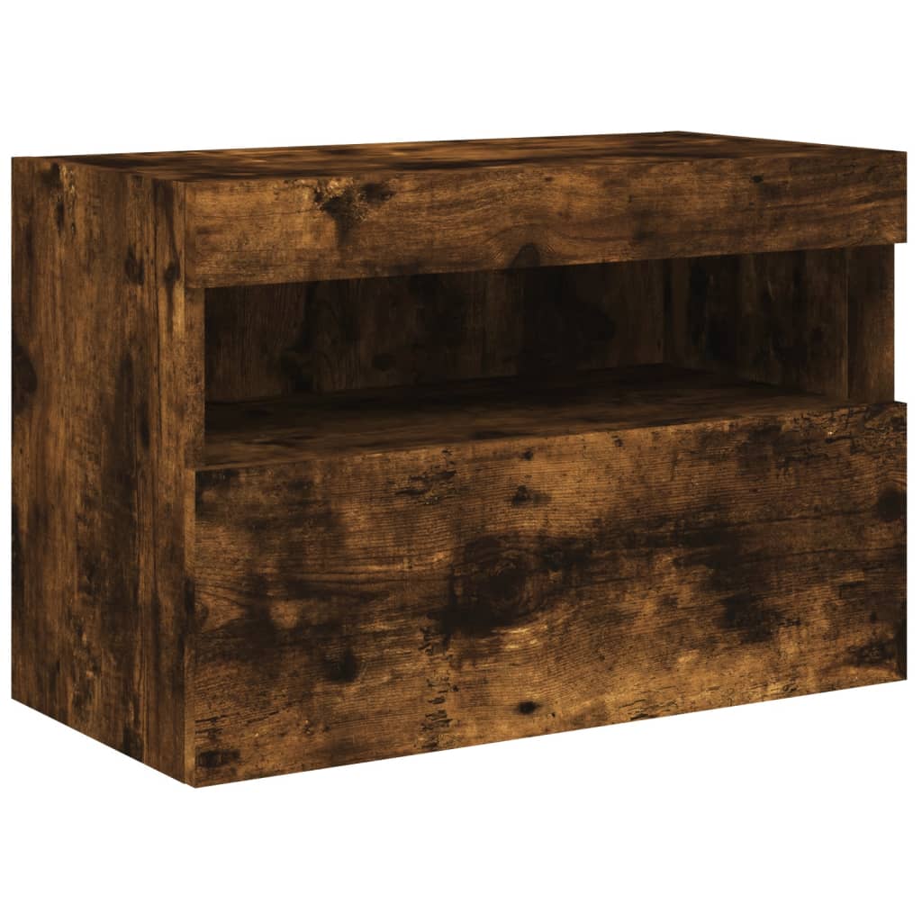 Zidni TV ormarić s LED svjetlima boja hrasta 60x30x40 cm