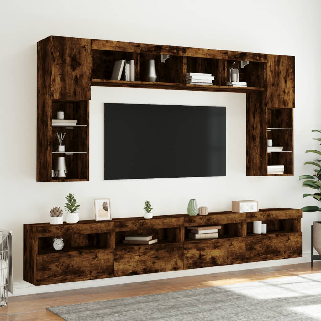 Zidni TV ormarić s LED svjetlima boja hrasta 60x30x40 cm