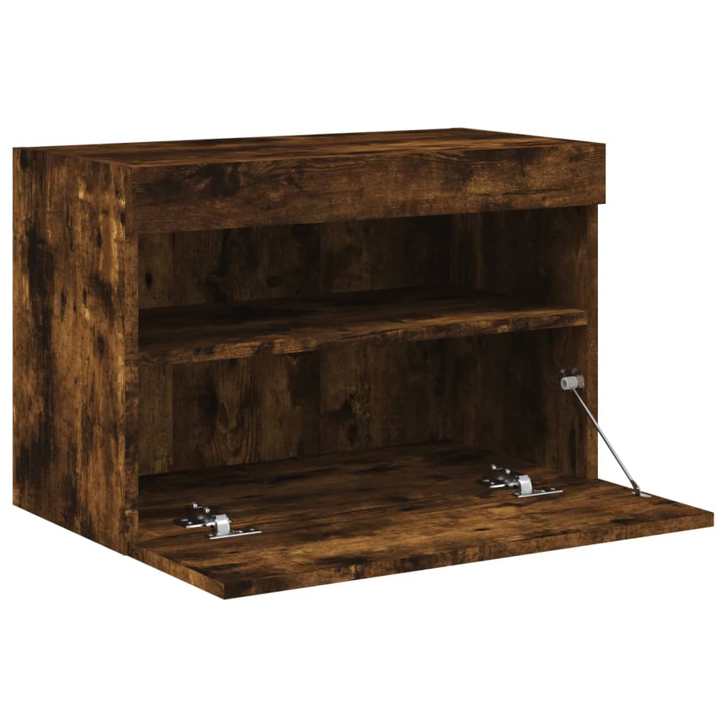Zidni TV ormarić s LED svjetlima boja hrasta 60x30x40 cm
