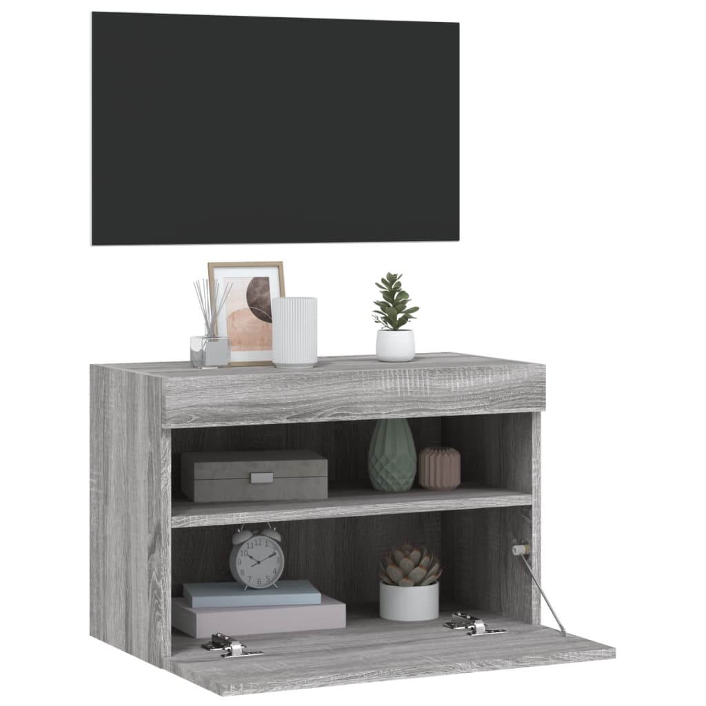 Zidni TV ormarić s LED svjetlima boja hrasta 60x30x40 cm