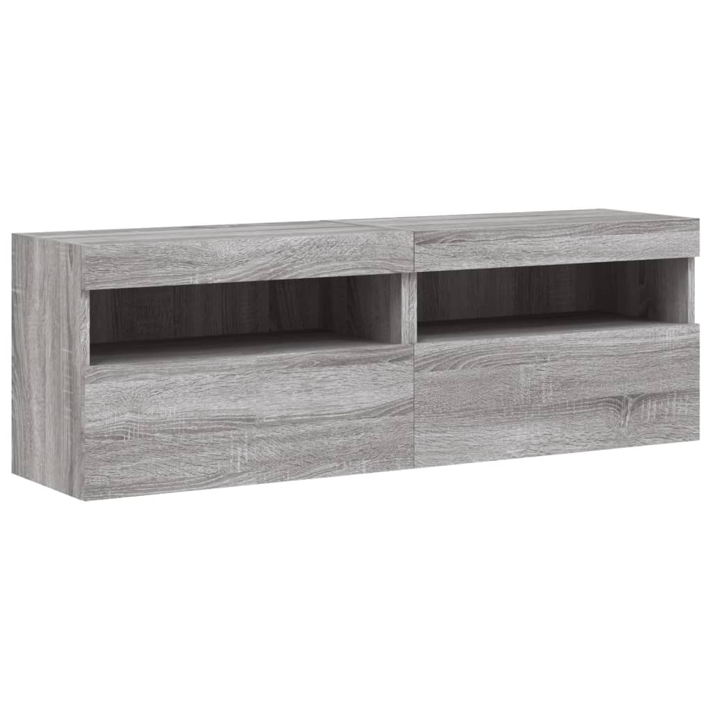 Zidni TV ormarići LED 2 kom siva boja hrasta 60x30x40 cm