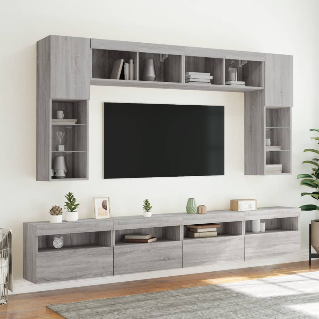 Zidni TV ormarići LED 2 kom siva boja hrasta 60x30x40 cm