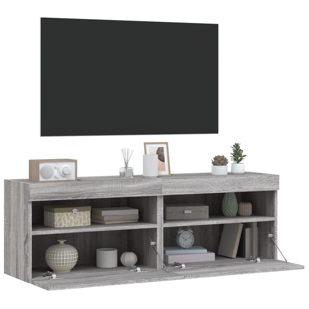 Zidni TV ormarići LED 2 kom siva boja hrasta 60x30x40 cm