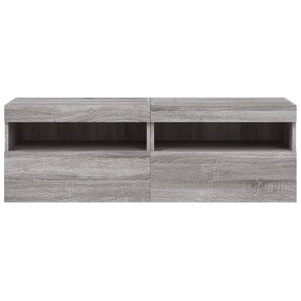 Zidni TV ormarići LED 2 kom siva boja hrasta 60x30x40 cm