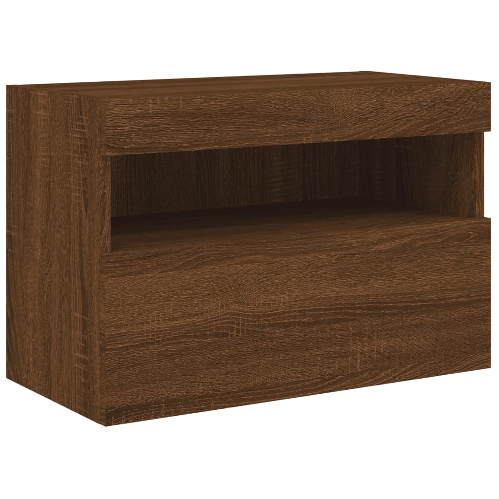 Zidni TV ormarić s LED svjetlima boja hrasta 60x30x40 cm