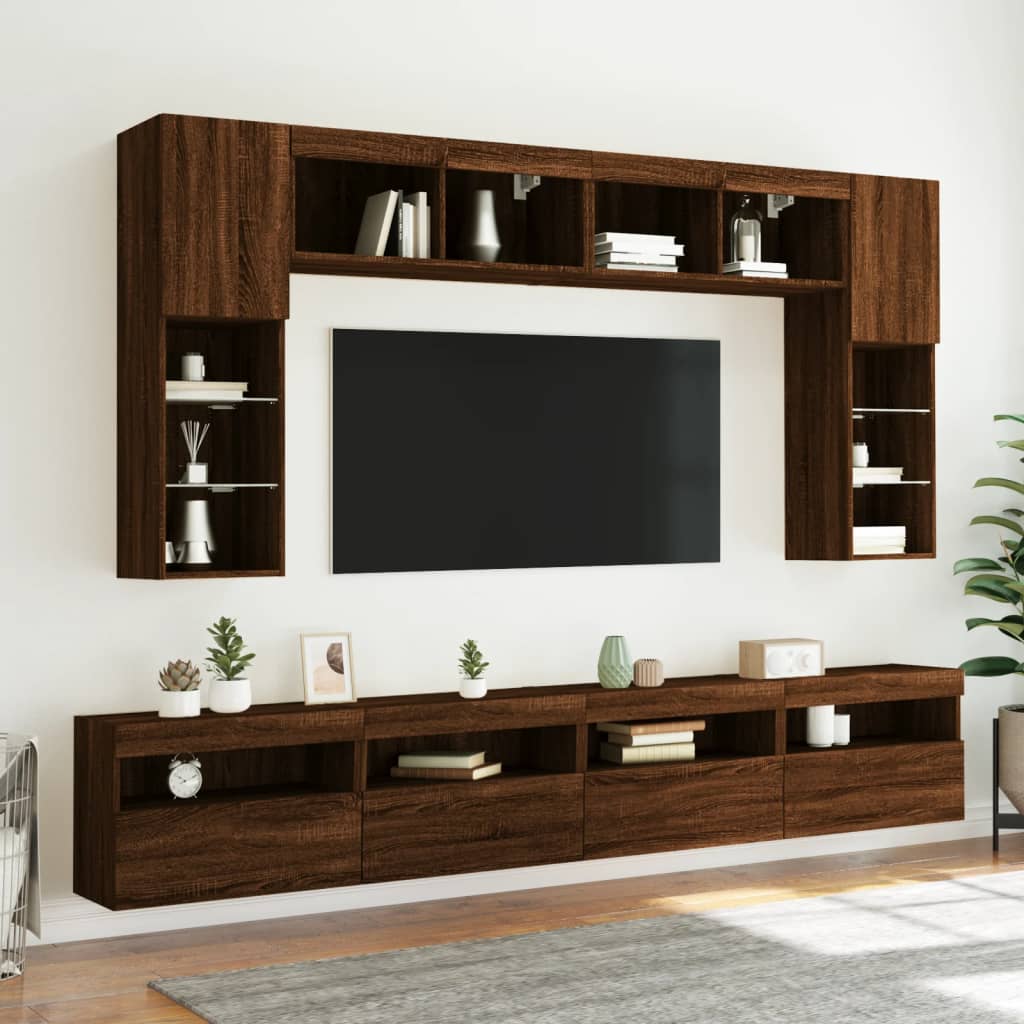 Zidni TV ormarić s LED svjetlima boja hrasta 60x30x40 cm