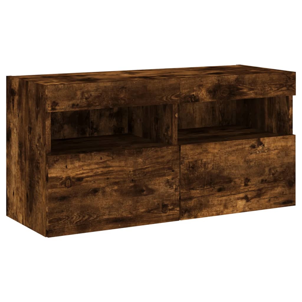 Zidni TV ormarić s LED svjetlima boja hrasta 80x30x40 cm