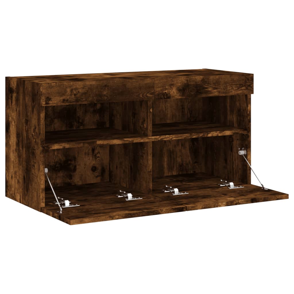 Zidni TV ormarić s LED svjetlima boja hrasta 80x30x40 cm
