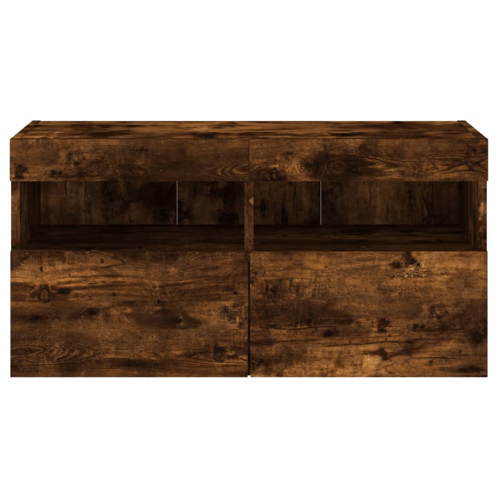 Zidni TV ormarić s LED svjetlima boja hrasta 80x30x40 cm