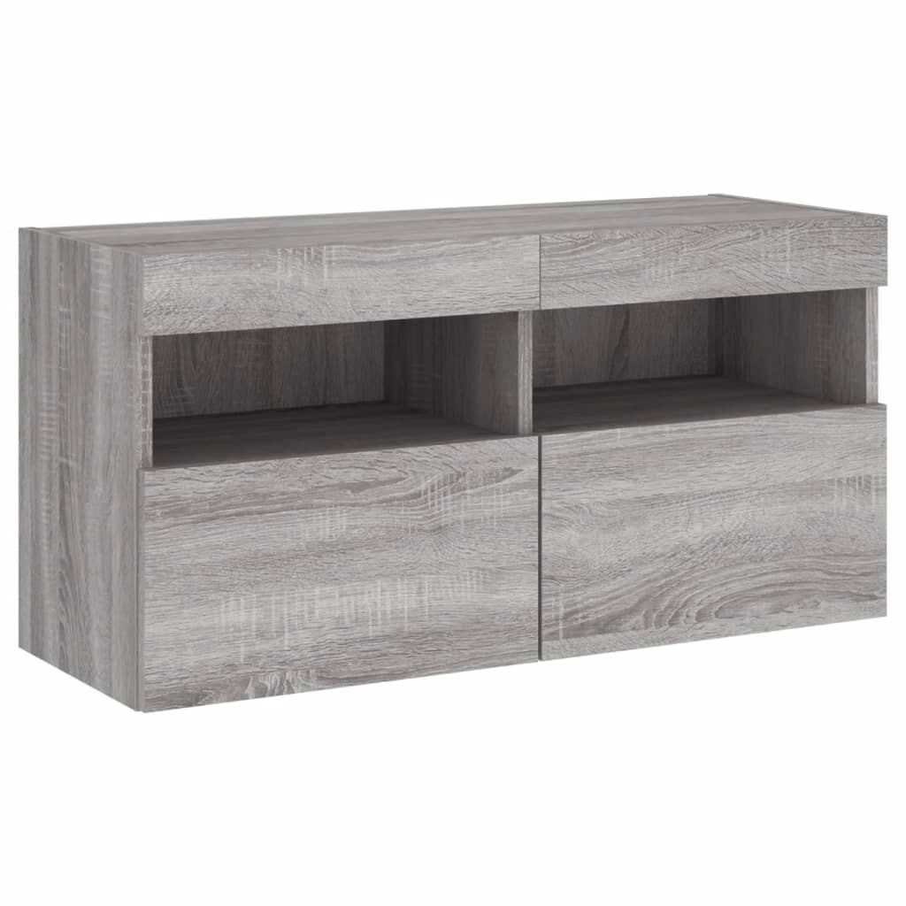 Zidni TV ormarić s LED svjetlima boja hrasta 80x30x40 cm