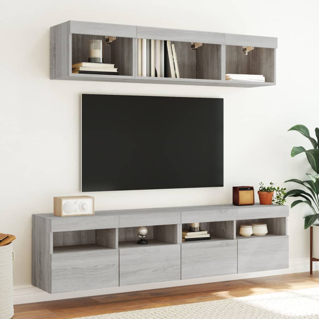 Zidni TV ormarić s LED svjetlima boja hrasta 80x30x40 cm