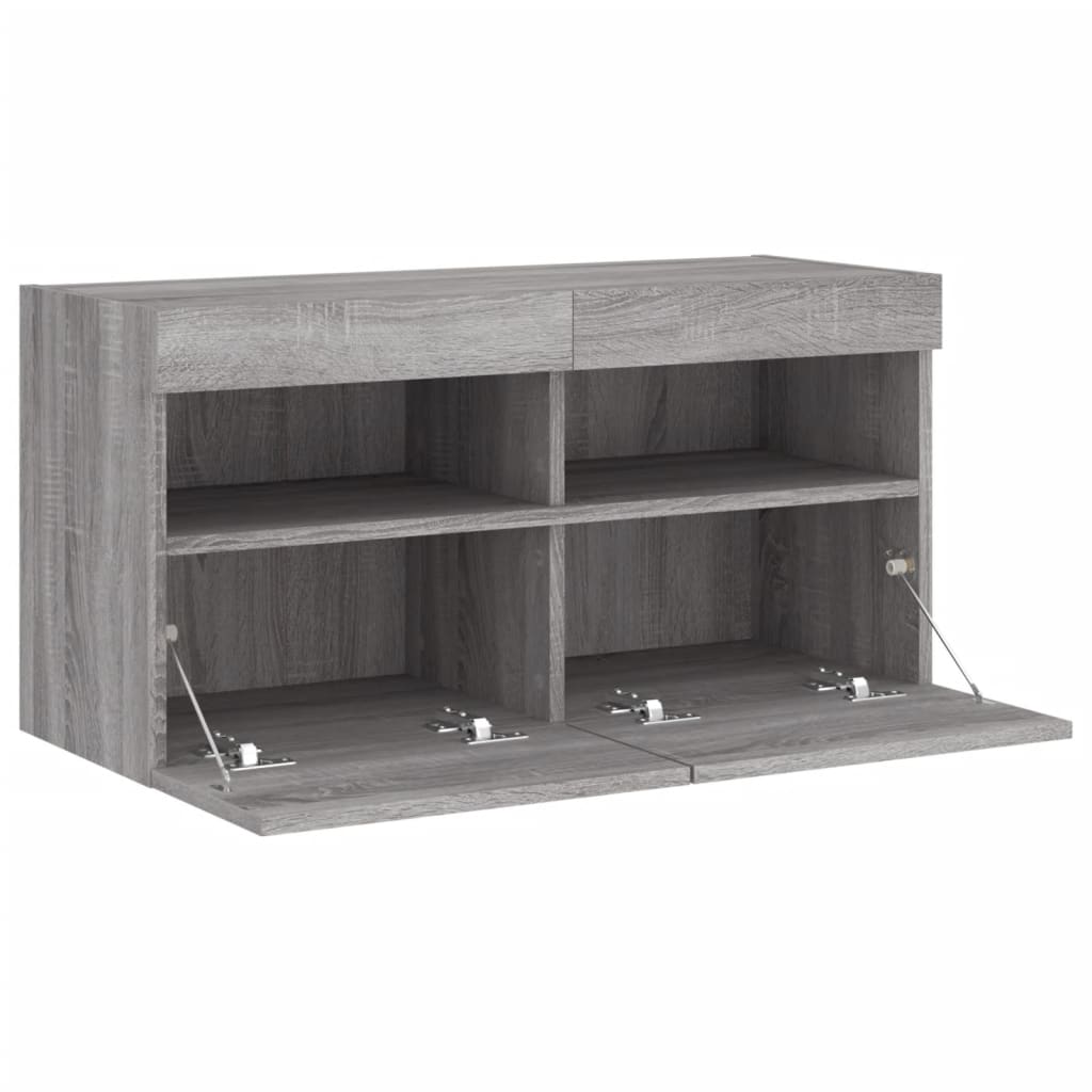 Zidni TV ormarić s LED svjetlima boja hrasta 80x30x40 cm
