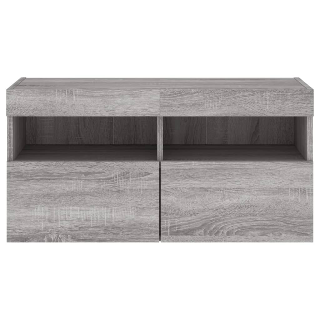Zidni TV ormarić s LED svjetlima boja hrasta 80x30x40 cm
