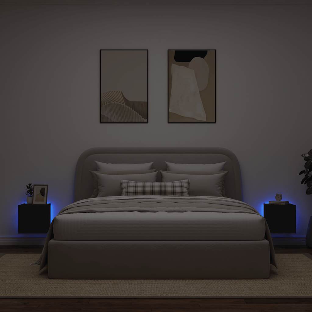 Zidni TV ormarići s LED svjetlima 2 kom crni 30,5 x 35 x 30 cm