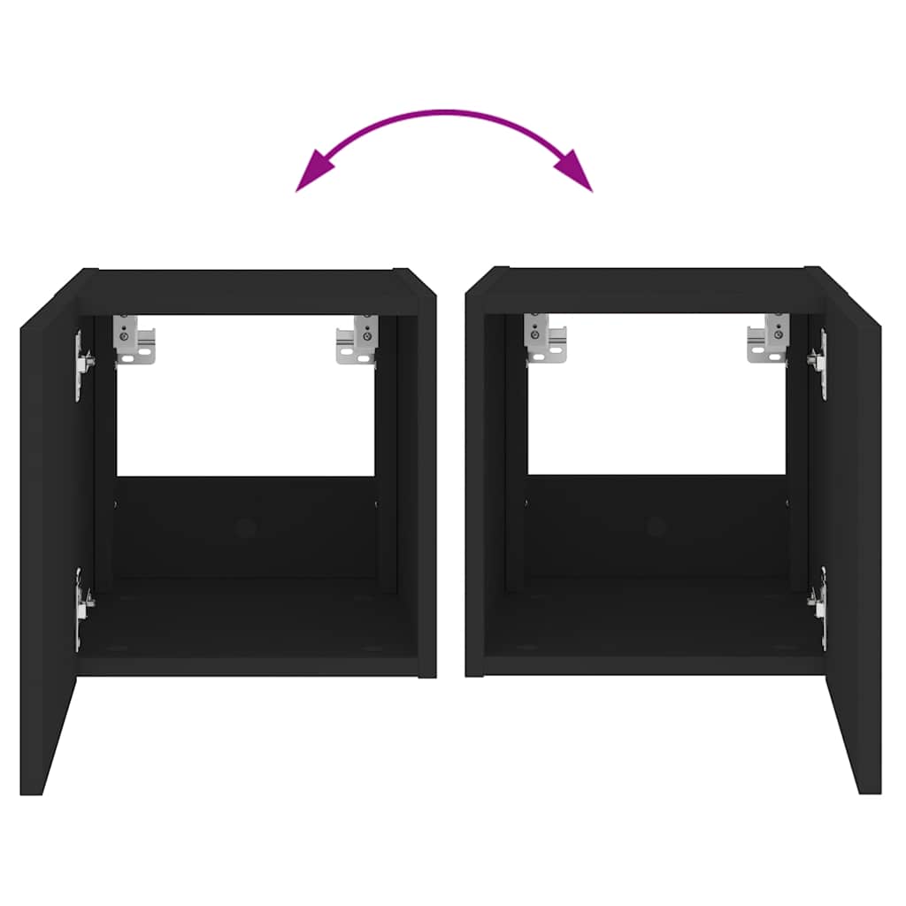 Zidni TV ormarići s LED svjetlima 2 kom crni 30,5 x 35 x 30 cm