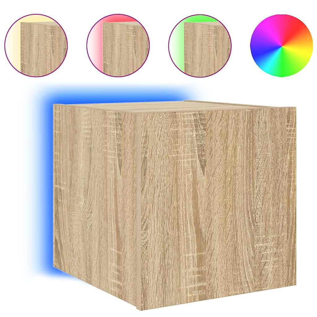 Zidni TV ormarić s LED svjetlima boja hrasta 30,5 x 35 x 30 cm