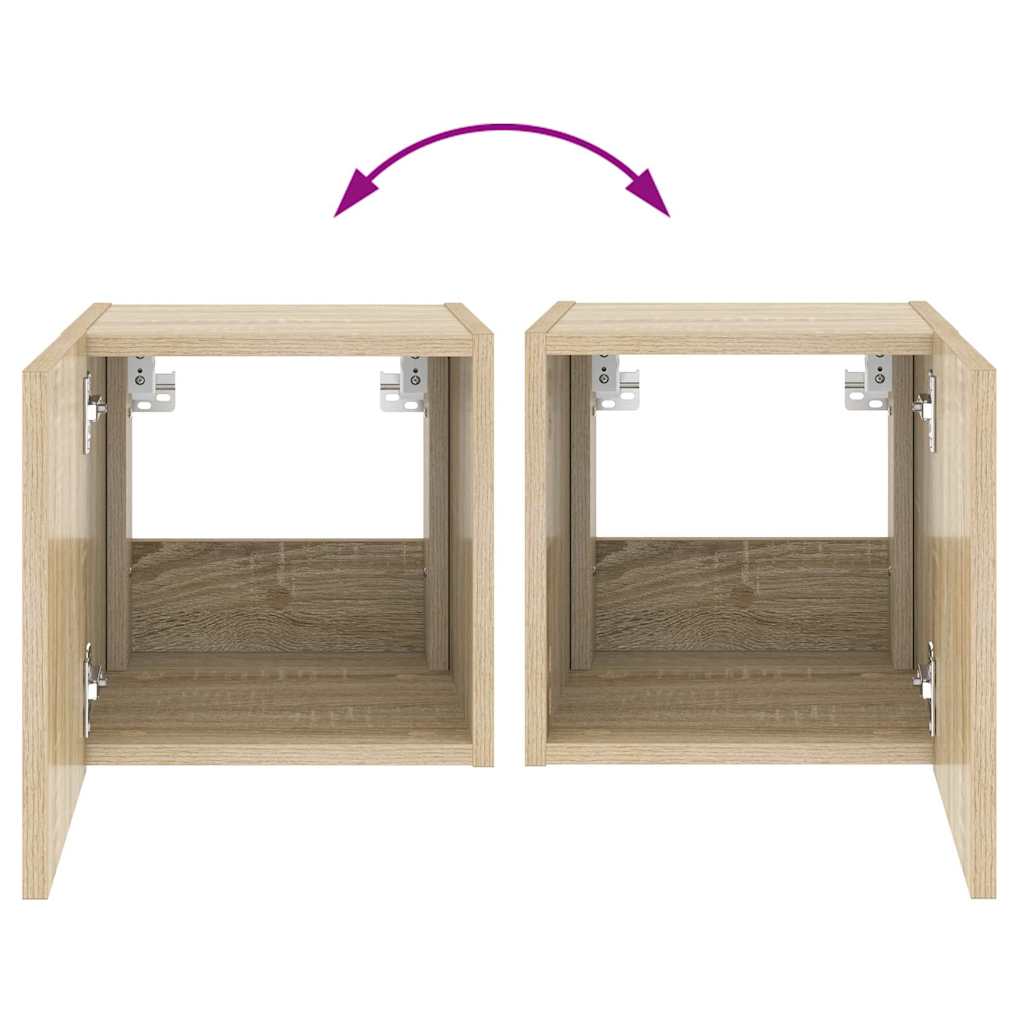 Zidni TV ormarić s LED svjetlima boja hrasta 30,5 x 35 x 30 cm