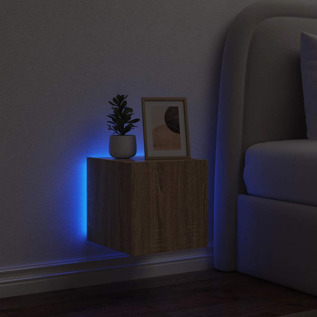 Zidni TV ormarić s LED svjetlima boja hrasta 30,5 x 35 x 30 cm