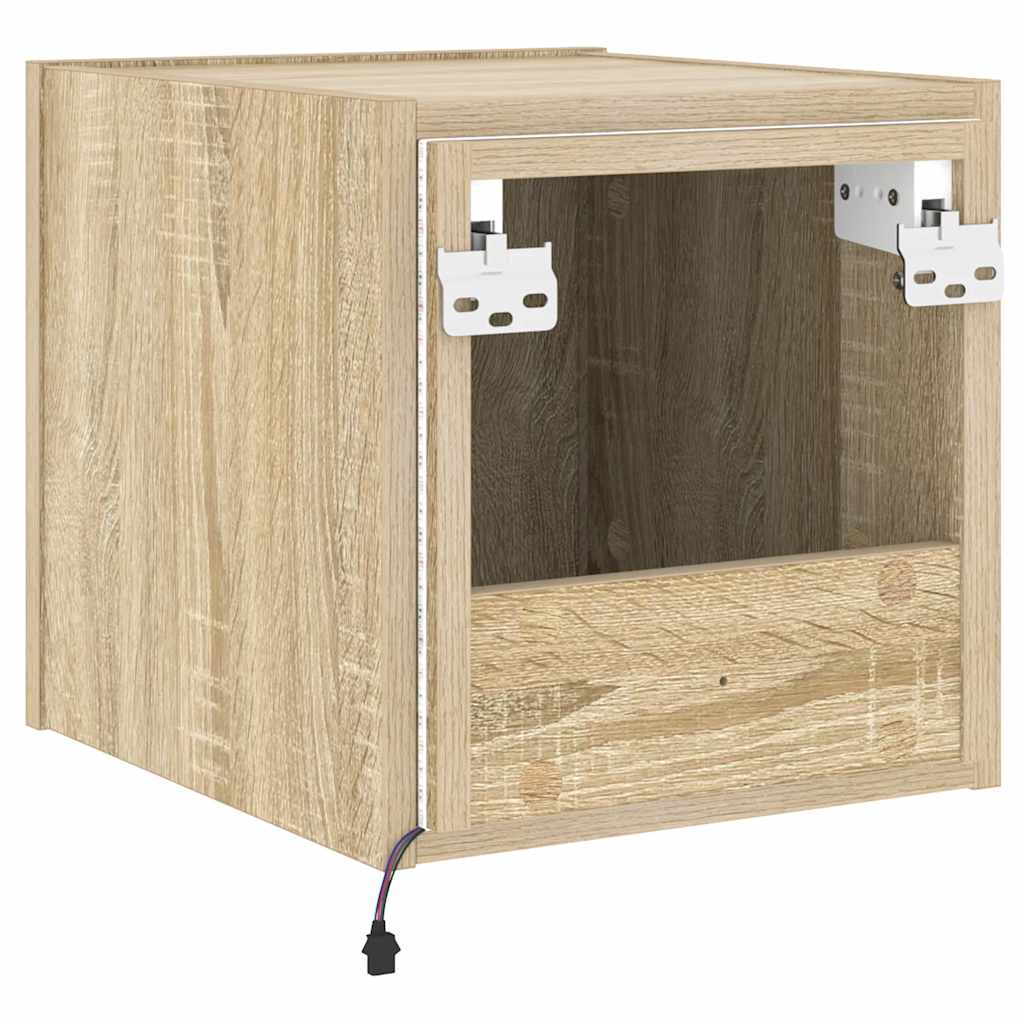 Zidni TV ormarić s LED svjetlima boja hrasta 30,5 x 35 x 30 cm