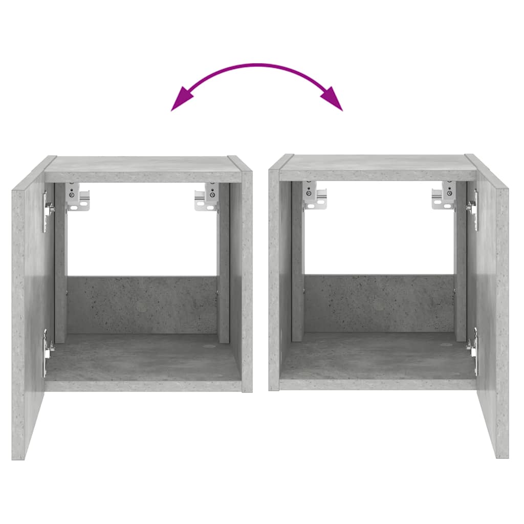 Zidni TV ormarić s LED svjetlima siva boja betona 30,5x35x30 cm