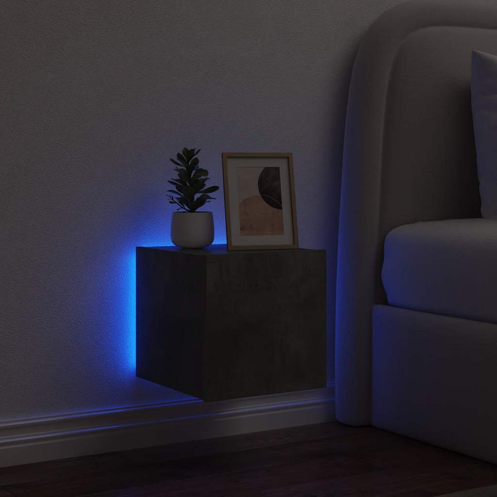 Zidni TV ormarić s LED svjetlima siva boja betona 30,5x35x30 cm