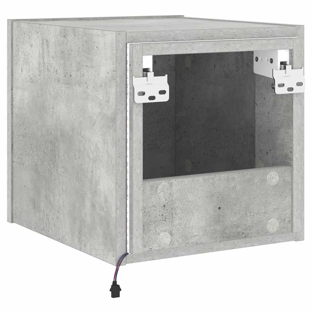 Zidni TV ormarić s LED svjetlima siva boja betona 30,5x35x30 cm