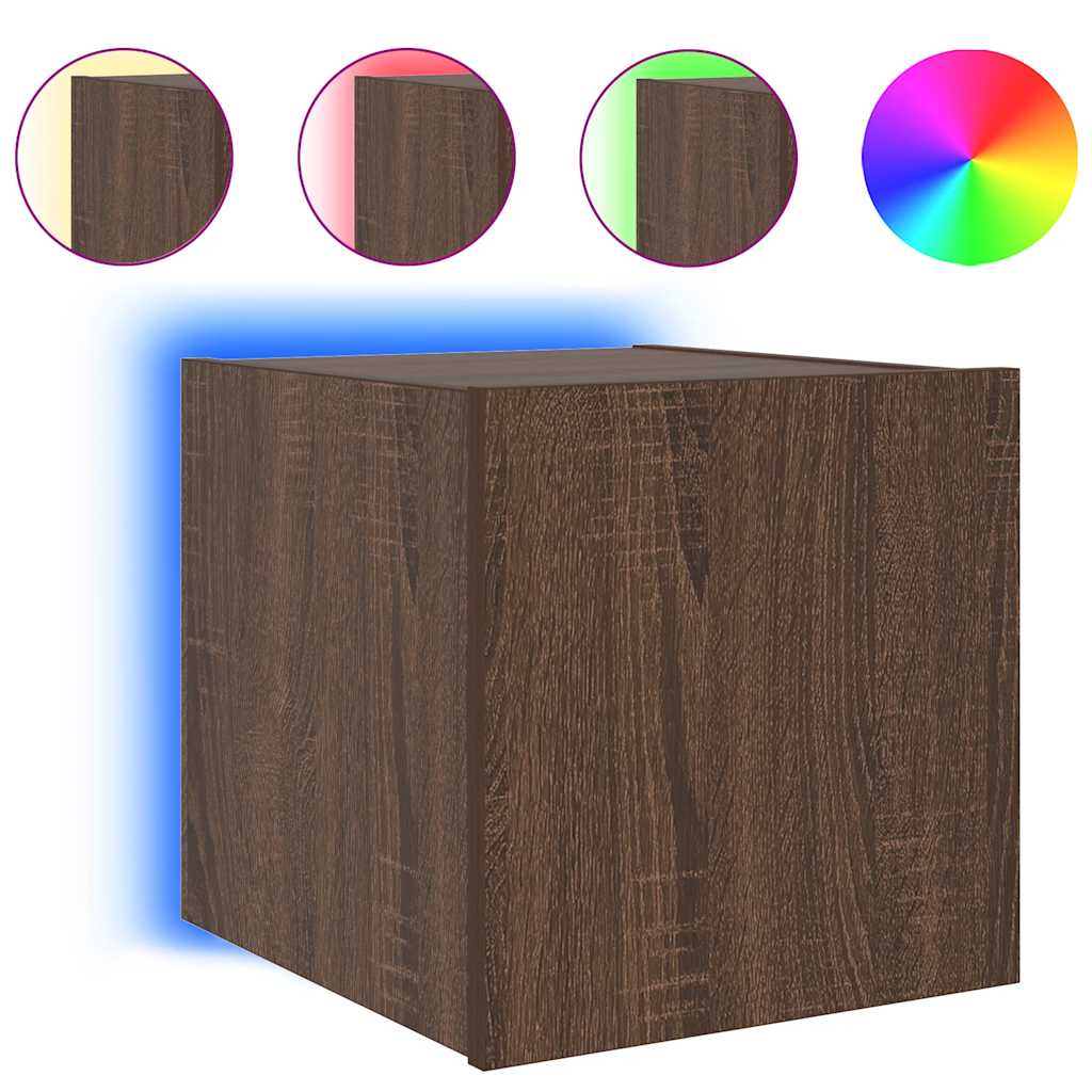 Zidni TV ormarić s LED svjetlima boja hrasta 30,5 x 35 x 30 cm