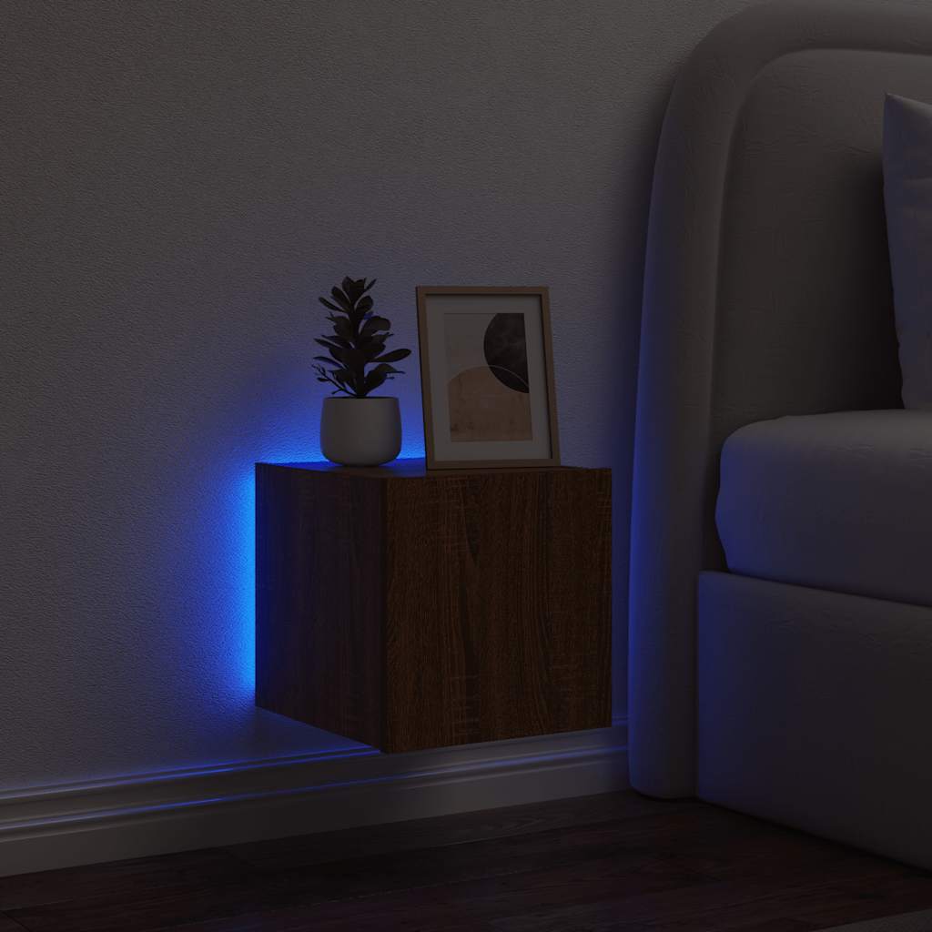 Zidni TV ormarić s LED svjetlima boja hrasta 30,5 x 35 x 30 cm