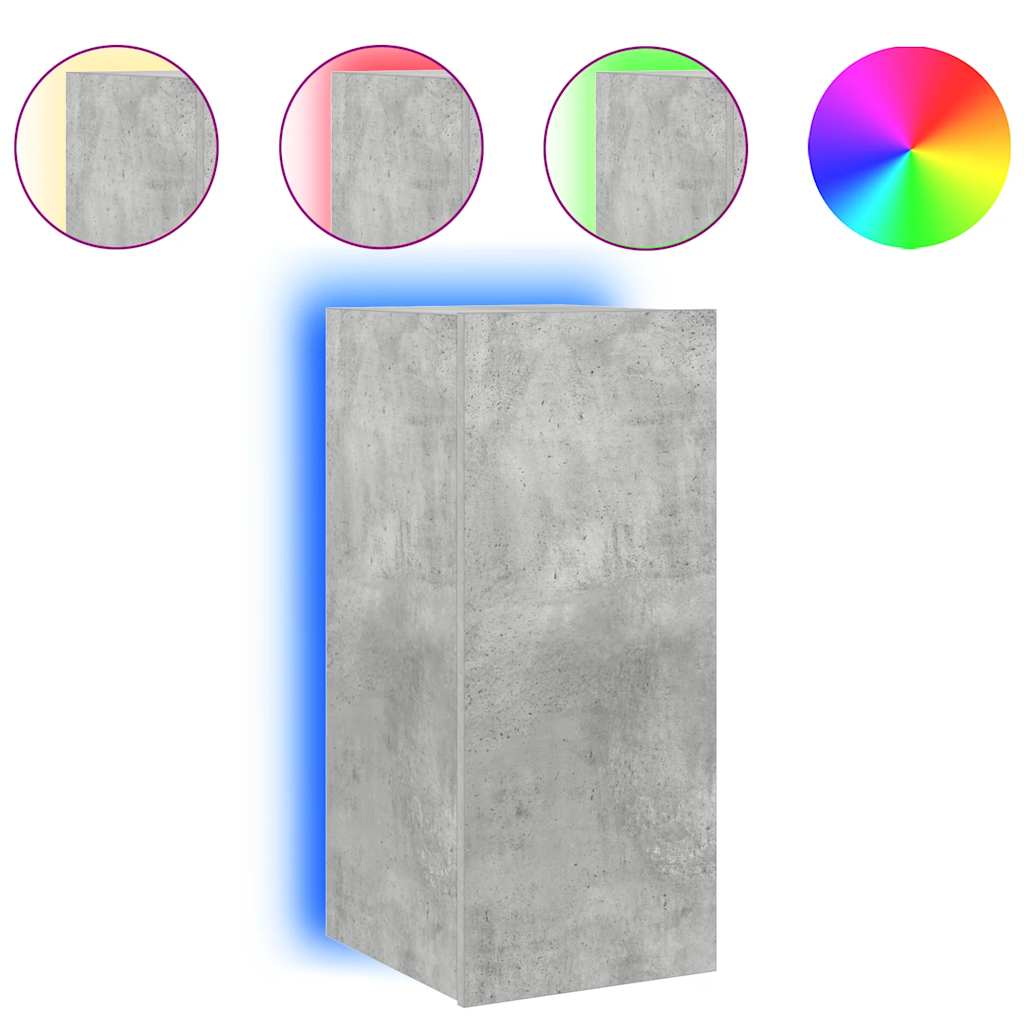 TV ormarić s LED svjetlima siva boja betona 30,5 x 35 x 70 cm